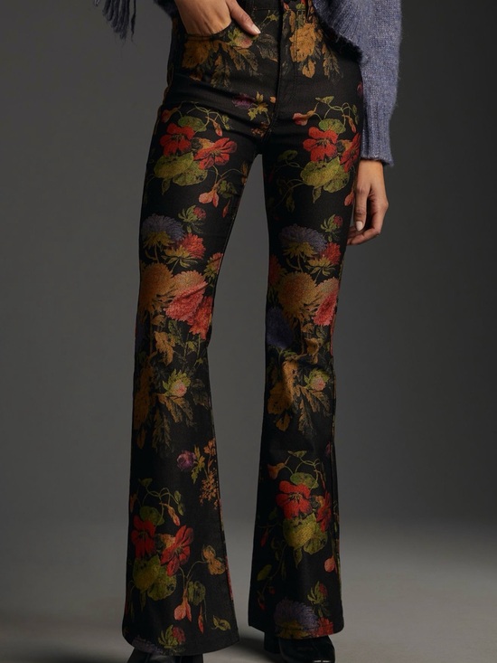 Pilcro Denim - Pilcro Black Floral High-Rise Flare Floral Jeans